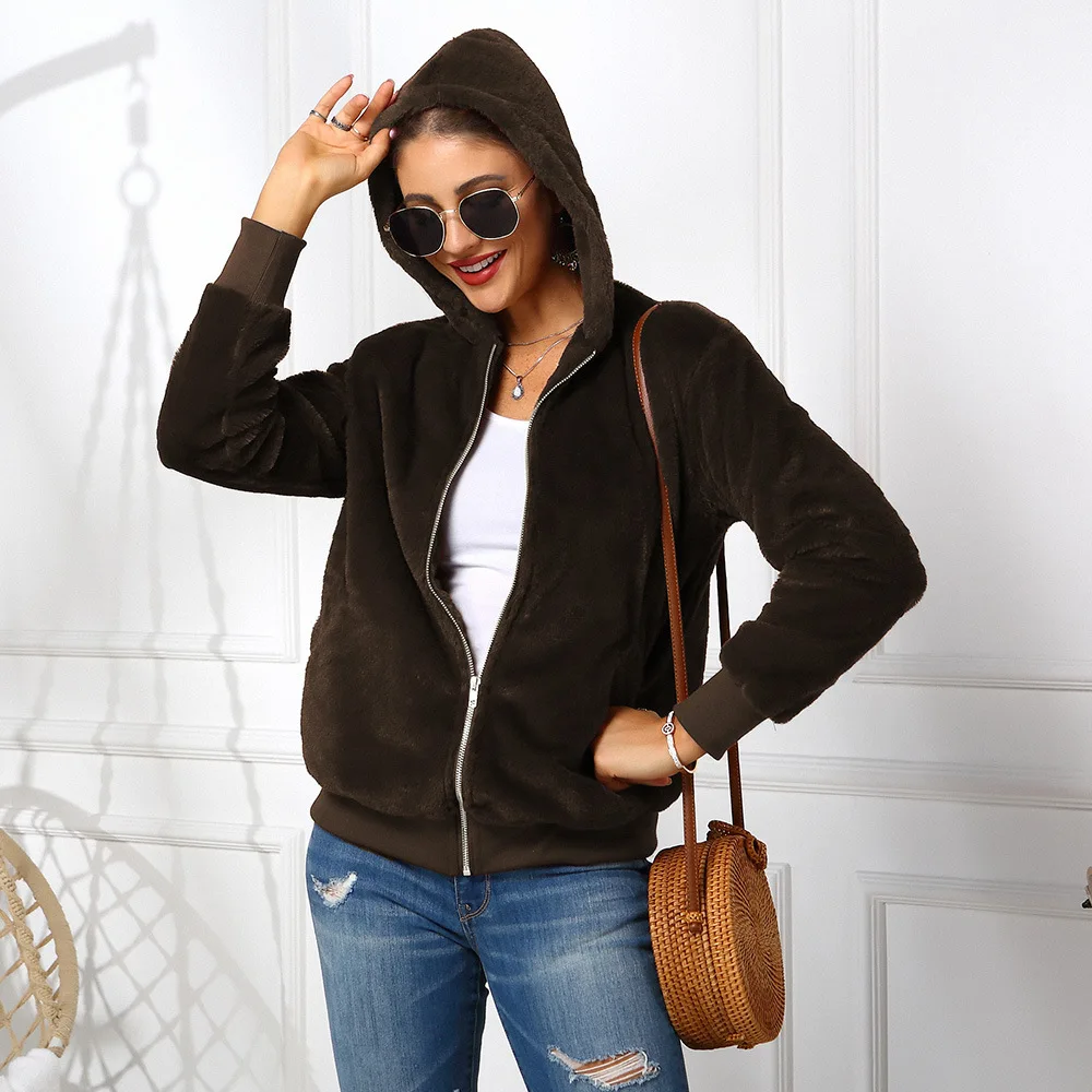 Faux Fur Coat Women With Hood New Oversize Coats High Waist Female Slim Fit Overcoat Tops Winter Warm Plush Jackets Outwear