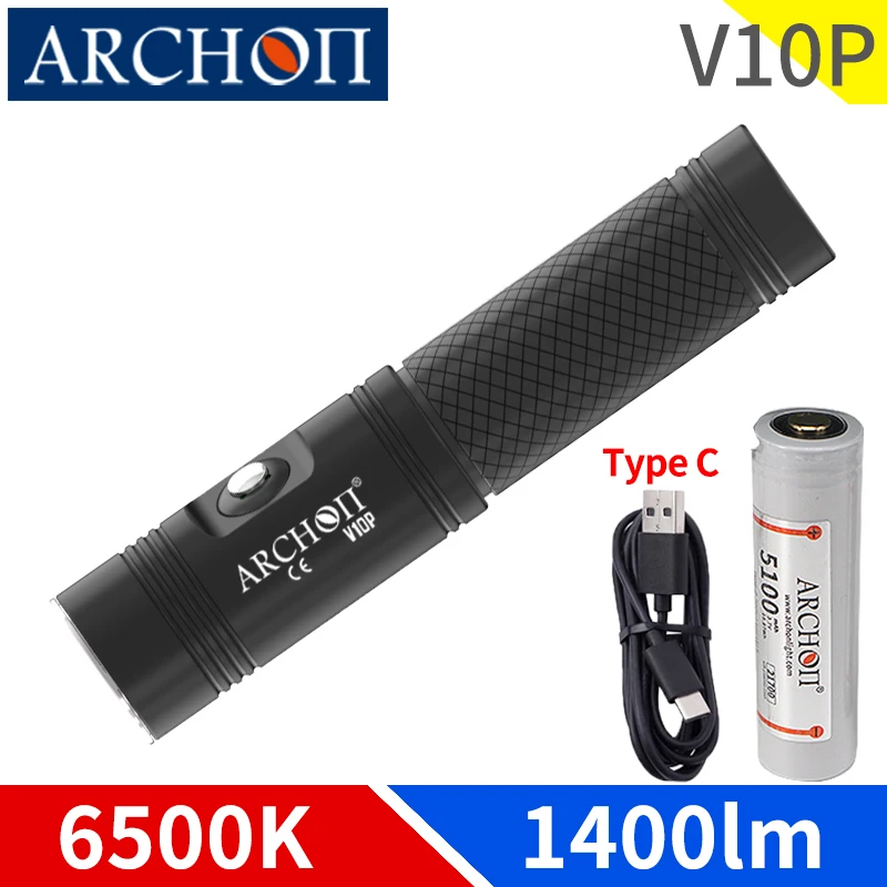 V10P Type C 5V diving flashlight 1400lm CREE LED chip diving light 5100mAh underwater dive video fill lights strobe diving light