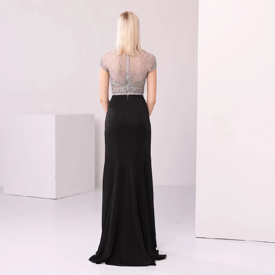 Lakshmigown Vestidos, черные вечерние платья Русалочки, торжественное платье, стразы, сексуальные женские платья для выпускного вечера, Длинные