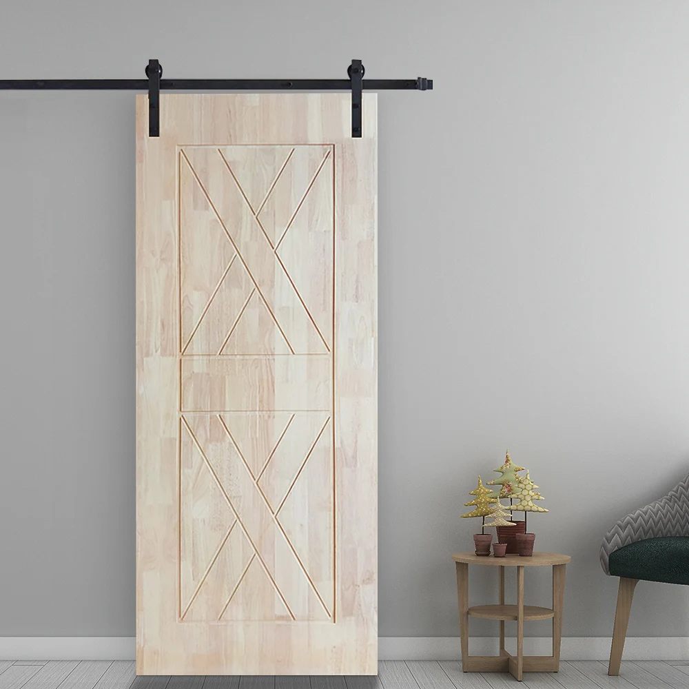 

Heavy Duty Sturdy Sliding Barn Wood Door 6FT Basic Sliding Track Rail Hardware Kit Super Smoothly Pulley Wheels Hanger Roller