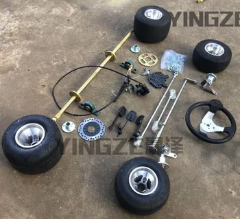 

GO KART KARTING ATV UTV 100CM Rear Axle Steering Gear Rack Pinion Tie Rod Steering Wheel Disc Rotor Brake With 5 Inch Wheels