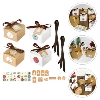 

24 Sets Christmas Kraft Paper Boxes Xmas Candy Wrapping Boxes Packing Boxes