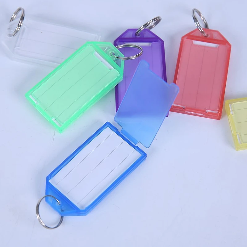 100 шт Металлическое кольцо цвет пластик брелок багаж ID карта имя брелок для ярлыка брелок классификация брелок