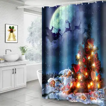 

Shower Curtain, Christmas Red Tree Shower Curtain Decorative Bath Curtain Durable with Hooks Fabric Waterproof Muilt Function