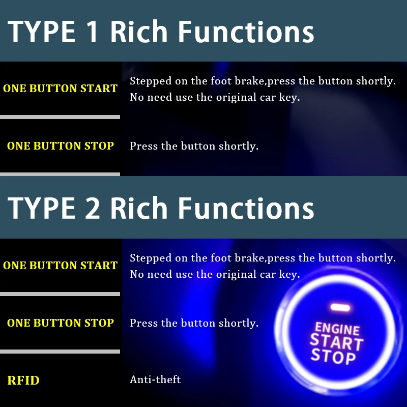 Car Alarm Remote Control PKE Car Keyless Entry Engine Start Alarm System Push Button Remote Starter Stop Auto