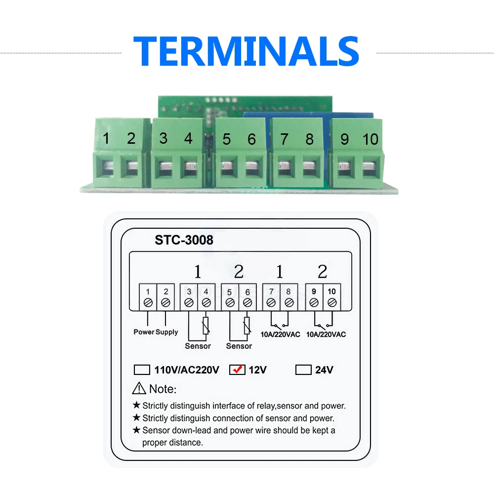 Двойной цифровой дисплей термостат регулятор температуры с двойным NTC Зонд термометр терморегулятор