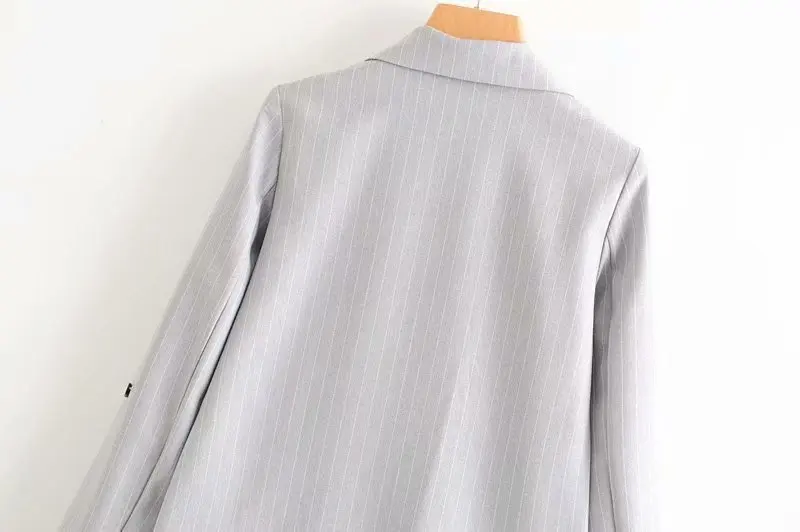 Genayooa блейзер Feminino Slim Fit женские куртки и пальто Осенняя полосатая серая Высококачественная куртка Женский блейзер для женщин