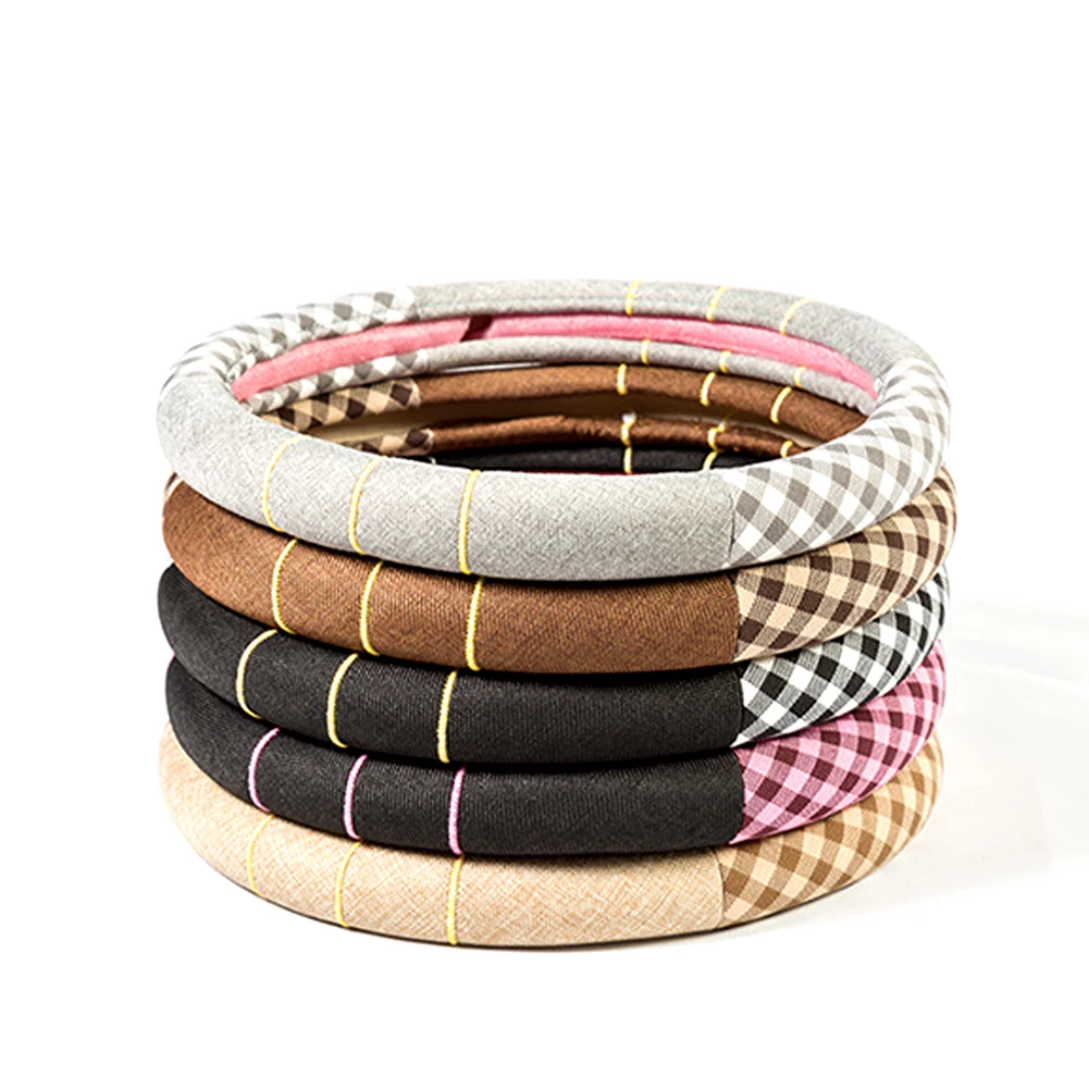 Автомобильные аксессуары Универсальный 1" чехол рулевого колеса автомобиля льняной чехол украшение интерьера автомобиля чехол для peugeot 206