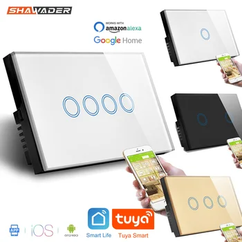 

Wifi Smart Touch Light Switch Interruptor Glass Wall Panel Current Monitoring Remote Voice Control work with Alexa Google Home