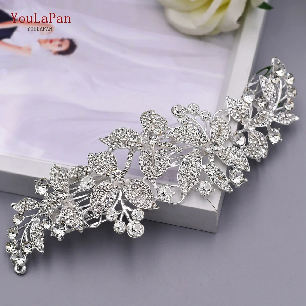 YouLaPan Vintage Wedding Hair Combs Rhinestone Hair Tiara Alloy Flower Comb Bridal Headwear Woman Wedding Accessories HP301