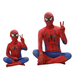 Взрослый дети Человек-паук косплей супергерой паук-человек костюм дышащая Высококачественная Модальная 3D одежда комбинезоны C45300AC