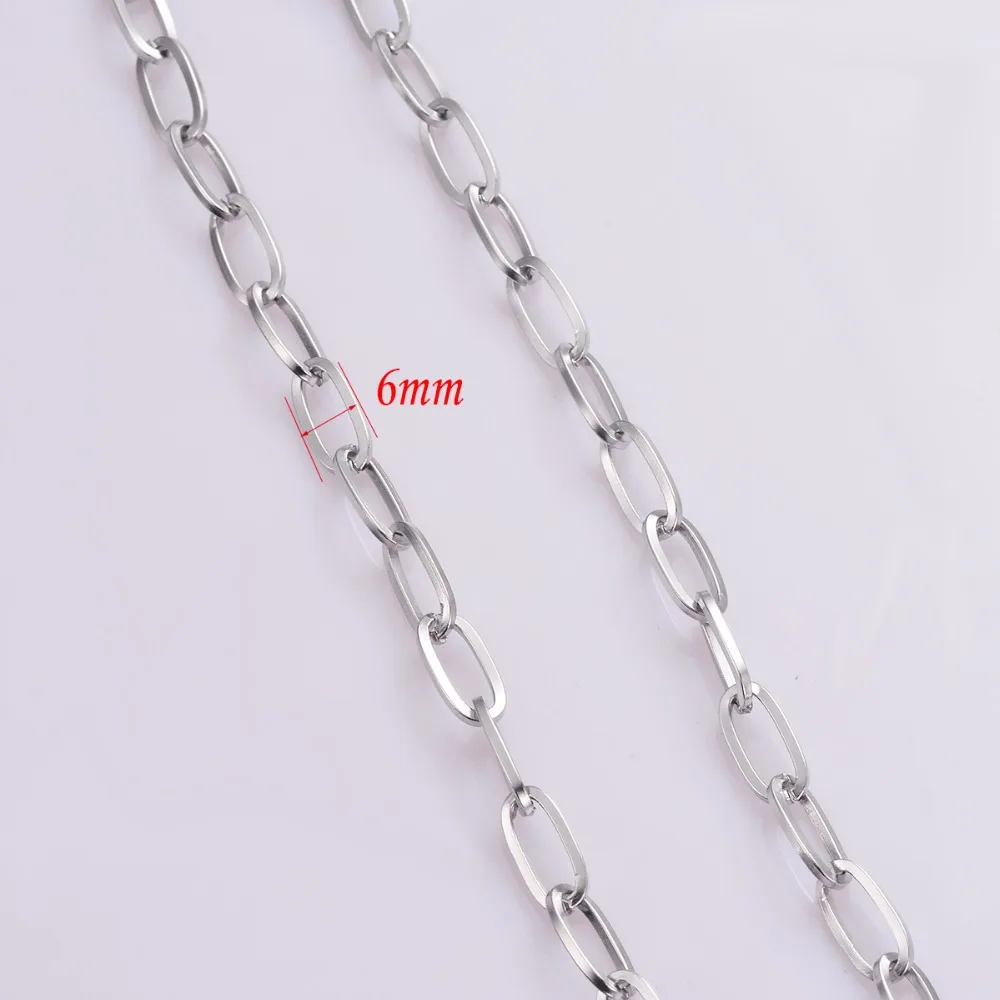 1 Stück Breite 6 mm * 12 mm Edelstahlkabel Oval Gliederkette Halskette für DIY Schmuckherstellung – Detail 5