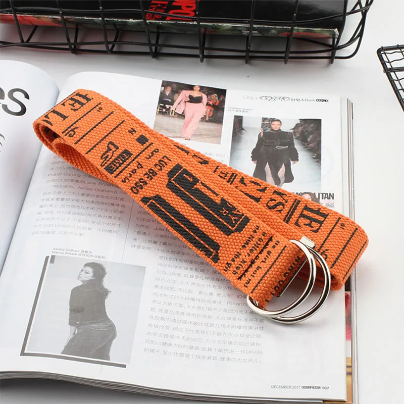 Orange poster 24 стиля, унисекс, холщовые ремни с буквенным принтом, d-образное кольцо, двойная пряжка, панковский ремень на талию, для женщин, мужчин, подростков, длинный широкий белый ремень - Цвет: Orange poster