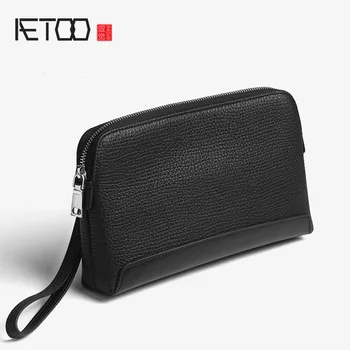 

AETOO Men's handbag, male leather large-capacity hand bag, casual hand-picked bag, men's cowhide envelope bag