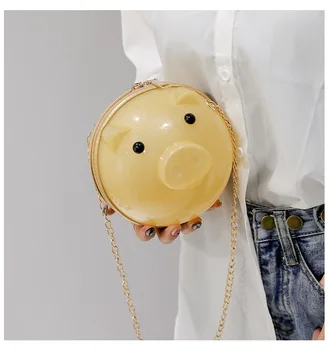 

2020 Cute Pig Shaped Handbag Mini Two-way Zipper Creative Shoulder Bag with Chain Strap Wild Style Crossbody