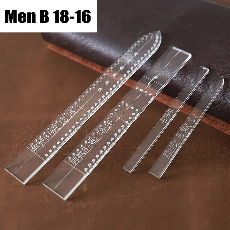 MEN-B18-16-1SET Кожаные инструменты для рукоделия прозрачный акриловый ремешок для часов шаблон для дома DIY принадлежности ремешок для часов форма для мужчин и женщин - Цвет: MEN-B18-16-1SET