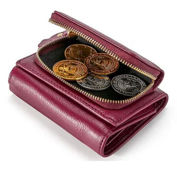 

Fashion Genuine Leather Womens Wallet Women Leather Wallets Small Female Purses Short Coin Purse Zipper Card Holder Carteira