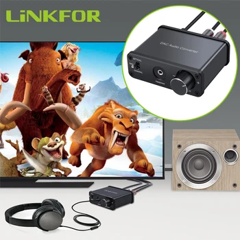 

LiNKFOR 192kHz DAC Digital to Analog aduio Converter With Headphone Amplifier Support Volume Adjustment and Power ON or OFF