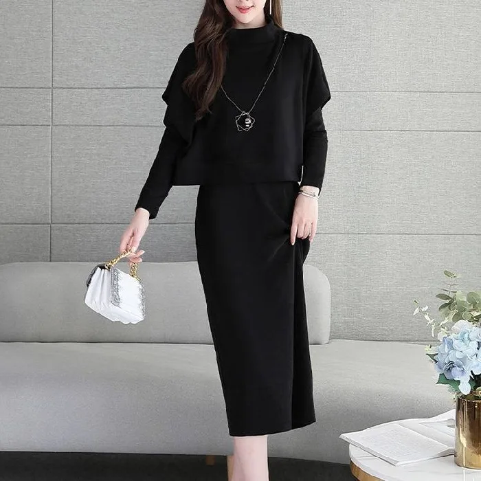 

Soft Dress WOMEN'S Suit New Style Autumn Fashion Elegant Slim Fit Simple Graceful Two-Piece Set