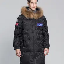 Высококачественная Мужская канадская парная пуховая куртка, Длинная зимняя водонепроницаемая уличная пуховая куртка, пальто с воротником из натурального меха, ветрозащитная