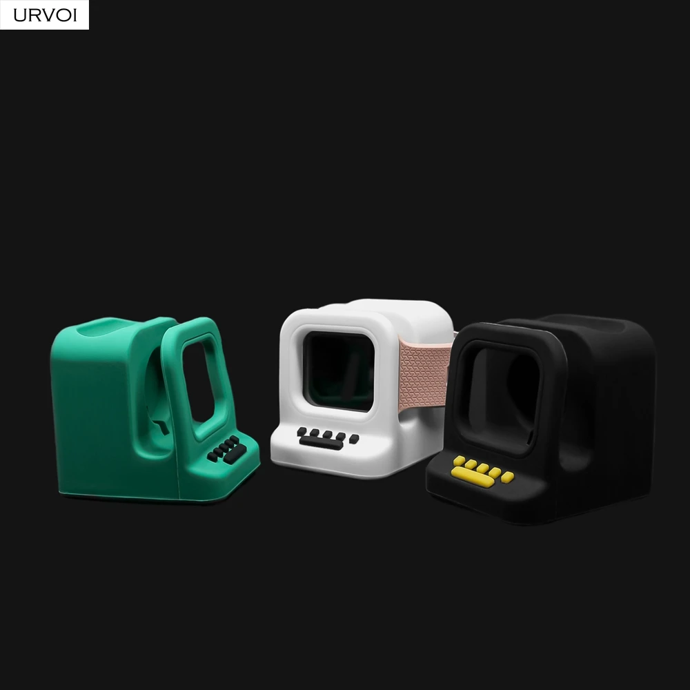 URVOI silicone stand for apple watch holder WatchOS keeper 2 in 1 home charging dock for iWatch classic MAC design airpods