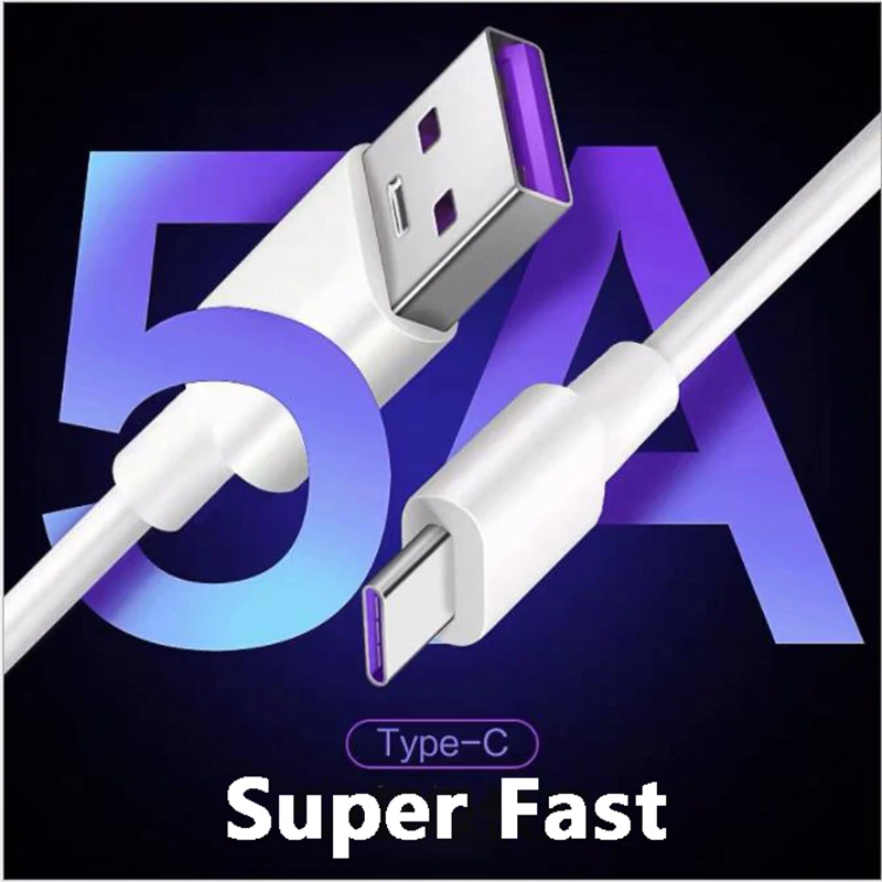 Кабель USB Type-C 5 А для Samsung Xiaomi Huawei P30 P40 P50 Mate 40 мобильный телефон белый | Мобильные