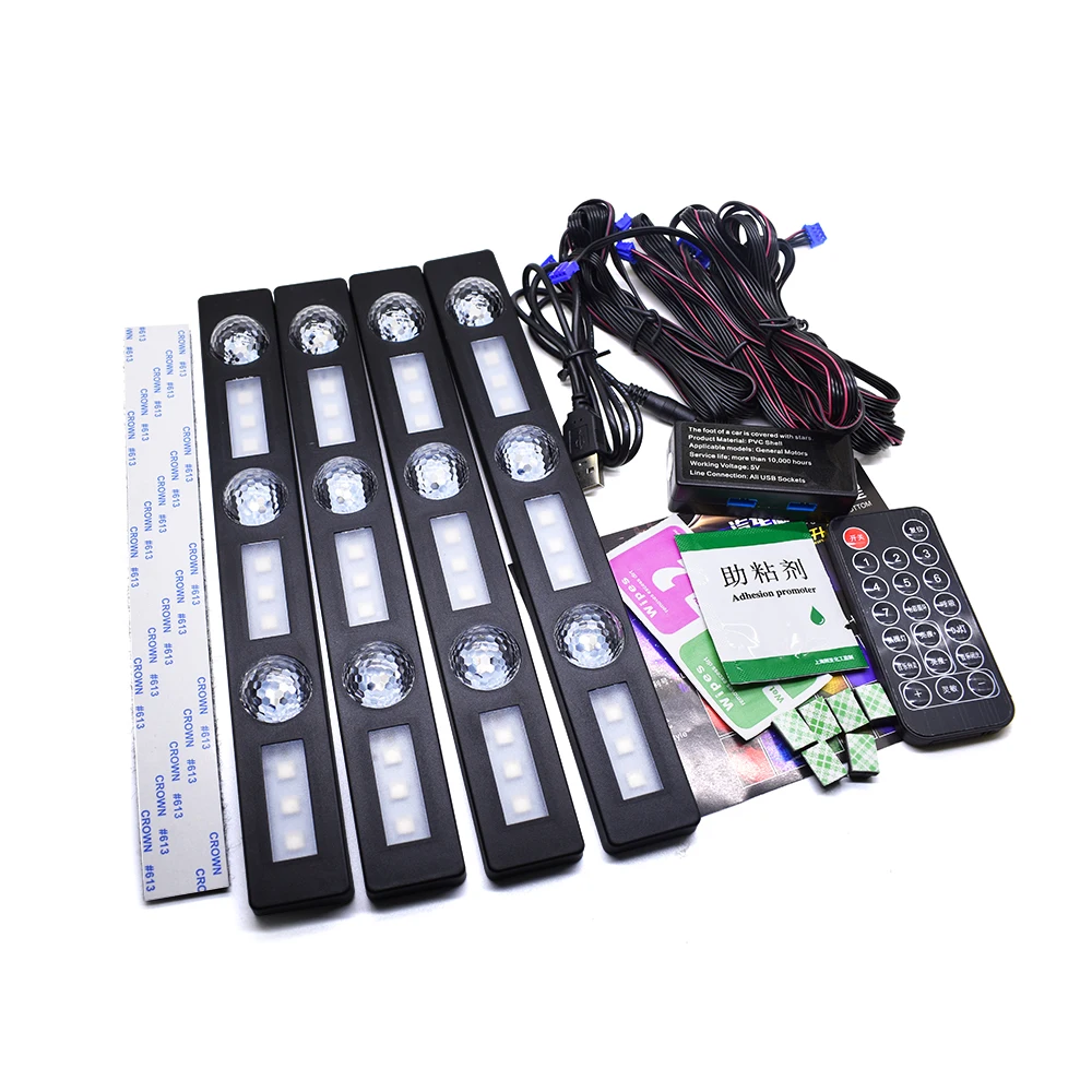 1 комплект, обновленный USB RGB автомобильный светильник, звездная звезда, интерьерный неоновый атмосферный светильник, музыкальный голосовой контроль, автомобильная декоративная лампа