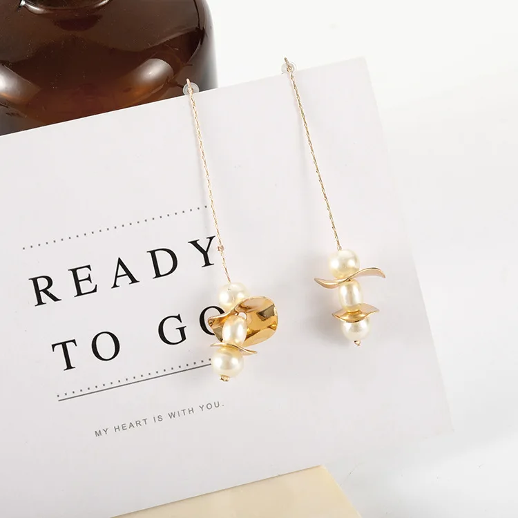 

2019 Retro Earrings Small Surface To Do The Old Metal Pearl Pendant Earrings Line Long Drop Jewelry Earrings