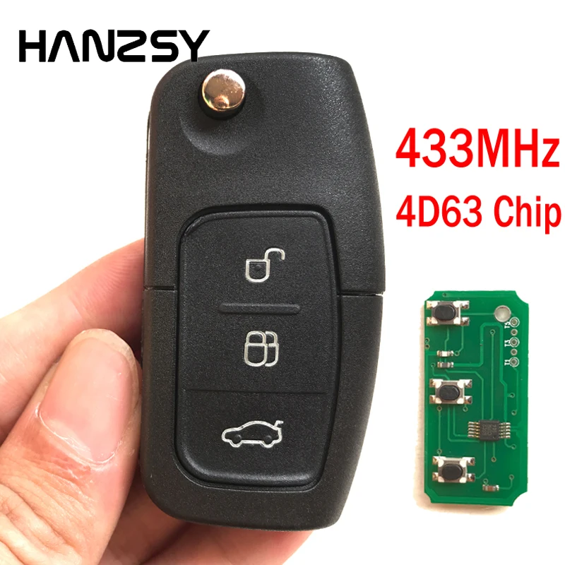 3 кнопки дистанционного ключа автомобиля для Ford Focus Fiesta 2013 с чипом 4D63 433MHz Полный Автоматический Складной флип-Брелок оболочка HU101 лезвие