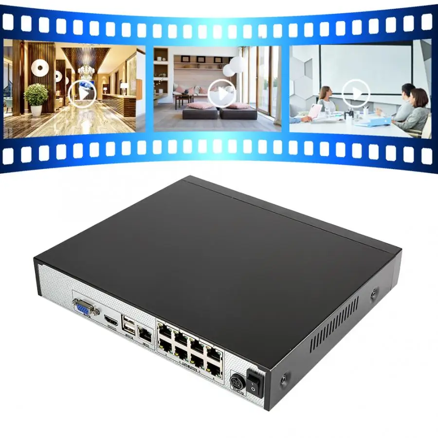 8CH POE NVR сеть 5MP H.265 Удаленный просмотр HDMI видео рекордер для Onvif 100-240 в сетевой видеорегистратор