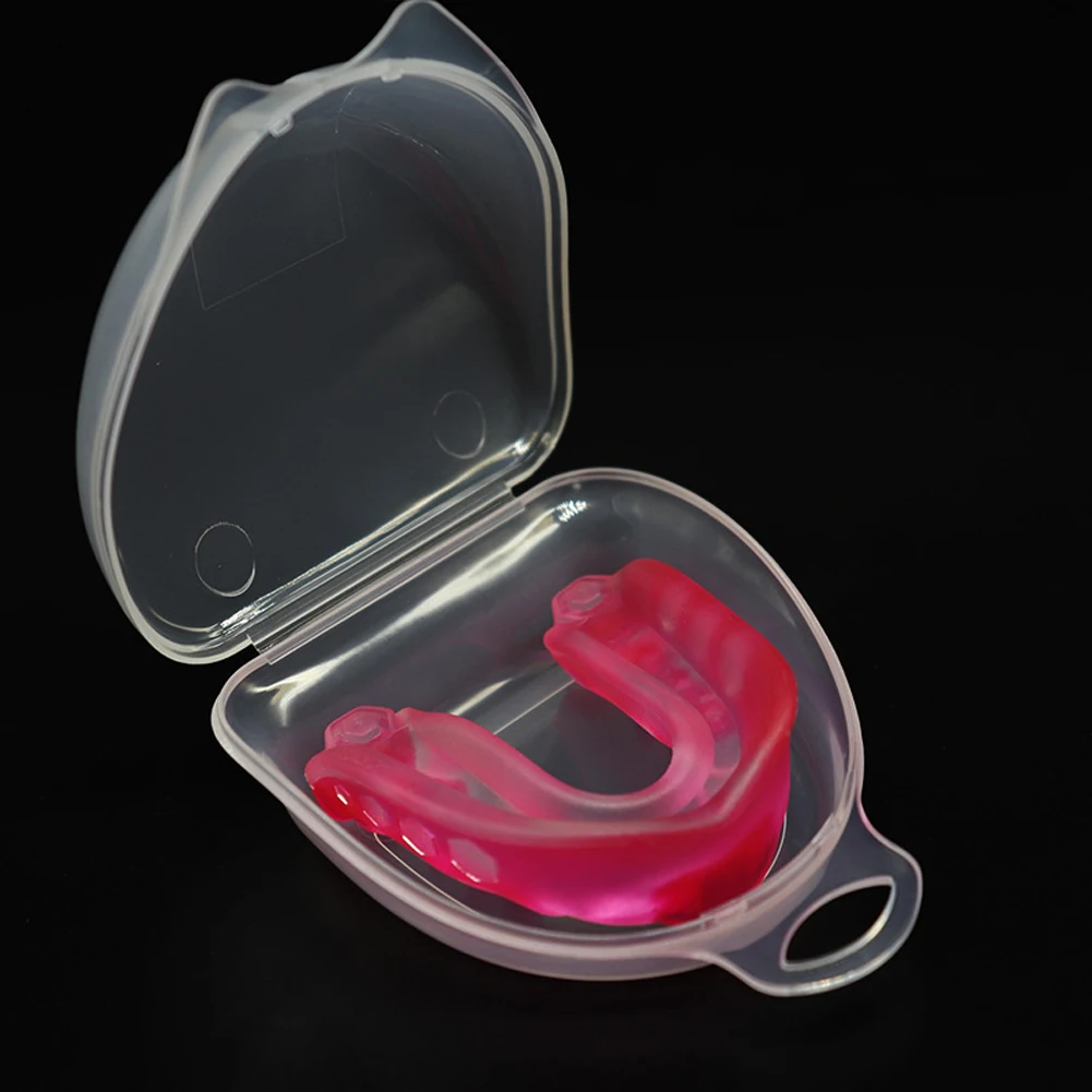 Розовый Universal Adults Mouth Guard Boxing Sanda Basketball Teeth Protect Football Odorless Sports Soft Training With Box Safety EVA - Цвет: Розовый
