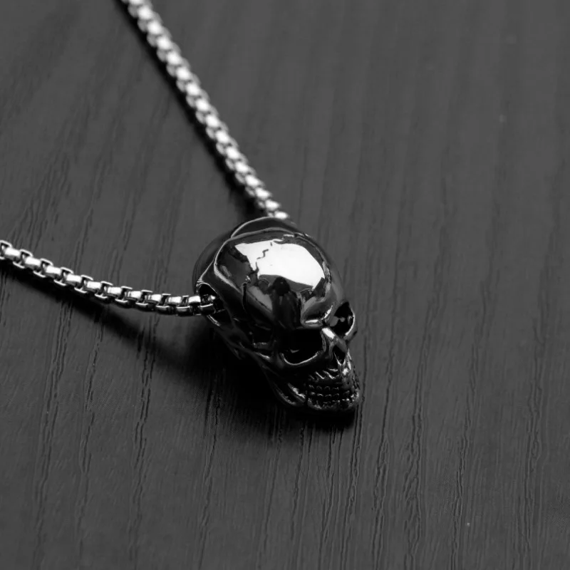 HNSP Панк цепь из нержавеющей стали+ сплав череп кулон ожерелье для мужчин Новинка