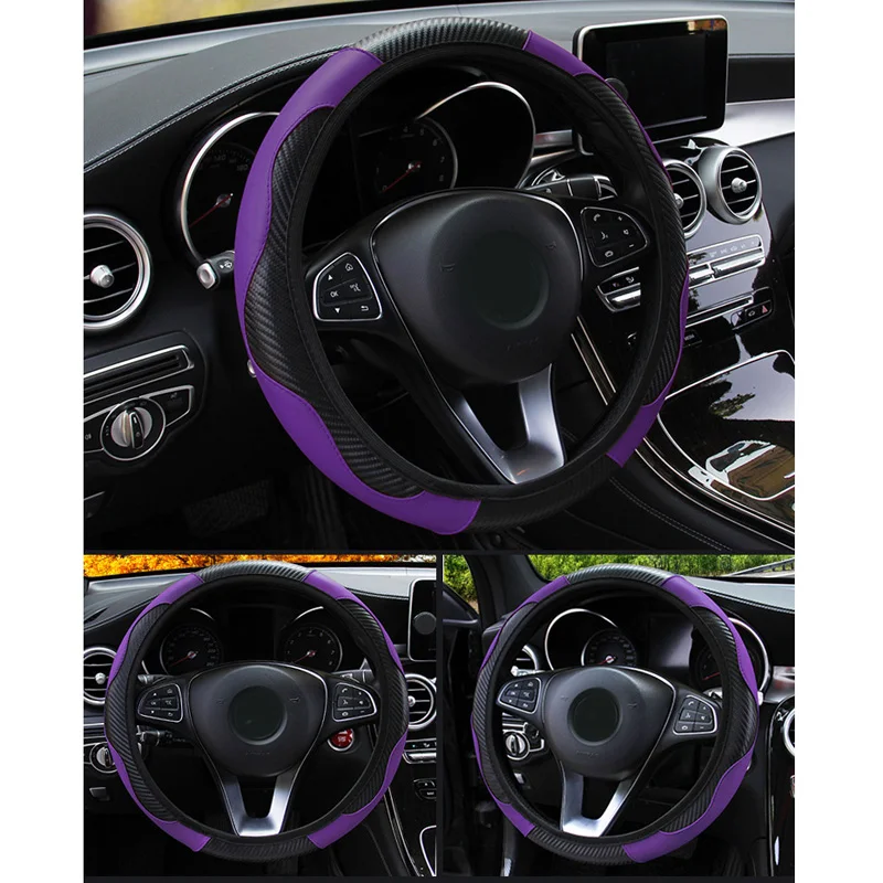 Car Steering Wheel Cover Interior Protection For 37-38CM Diameter Easy Installation 1pc