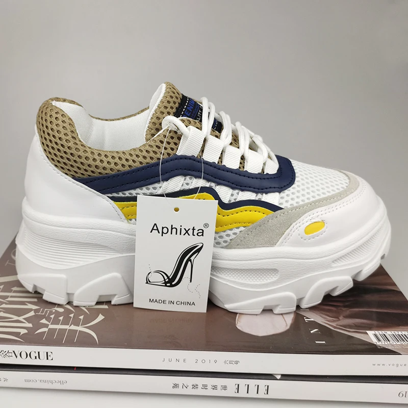 Aphixta Female Platfom Ankle Boots Women Sneakers 5cm Heel Breathable Mesh Shoes Woman Sneaker Casual Chunky Trainers