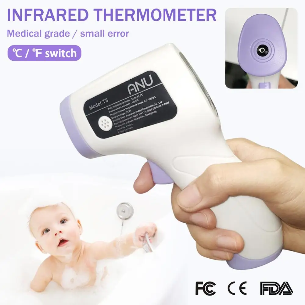 

Baby / Adult Forehead Digital Thermometer Infrared Forehead Thermometer Non-contact Temperature Measuring Device LCD Thermometer