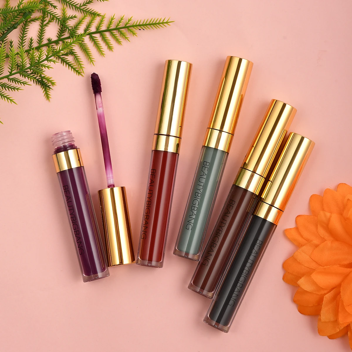 BeautyBigBang Make Up Lip Gloss Waterproof Lip Tint Matte Liquid Lipstick Long Lasting Makeup Cosmetic Green Brown Lipgloss Kit