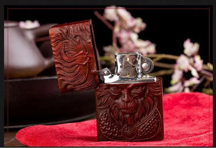 New rosewood hand carved kerosene lighter creative solid wood cigar