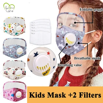 

Kids Face Mask Dustproof Cotton Mask with 2 Filters Children Mask with Transparent Eye-mask Mouth Mask for Boy/Girl