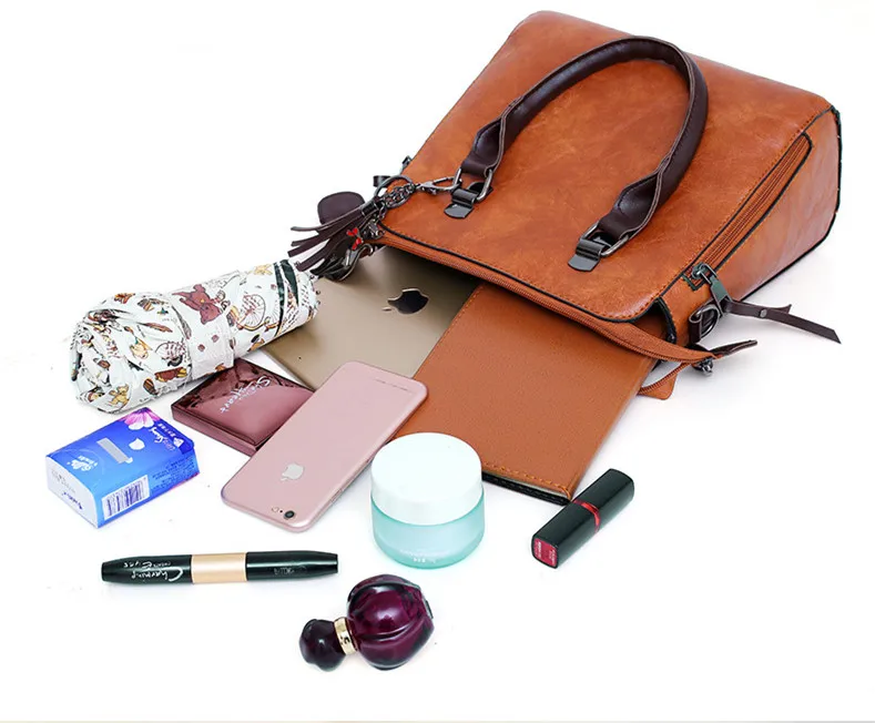 Для женщин композитные сумки Ленточки Курьерские сумки Tote Сумка Bolsa женские офисные Сумки женская обувь из искусственной кожи на плечо 4 шт./компл