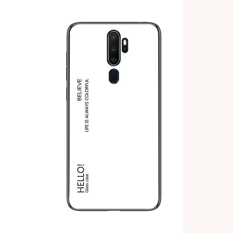 Модный градиентный стеклянный чехол для телефона Oppo A9 A5 силиконовый полный защитный бампер для Oppo A11 A11X задняя крышка для телефона - Цвет: Белый