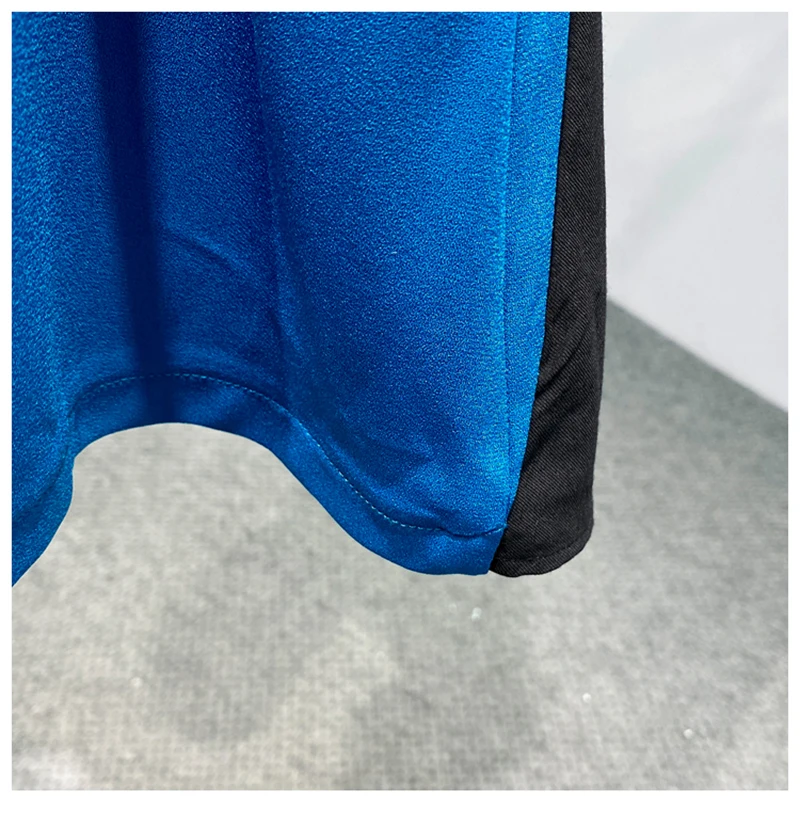 [EAM] High Waist Blue Asymmetrical Pleated Ruffles Temperament Half-body Skirt Women Fashion Tide New Spring Autumn 2020 1X801