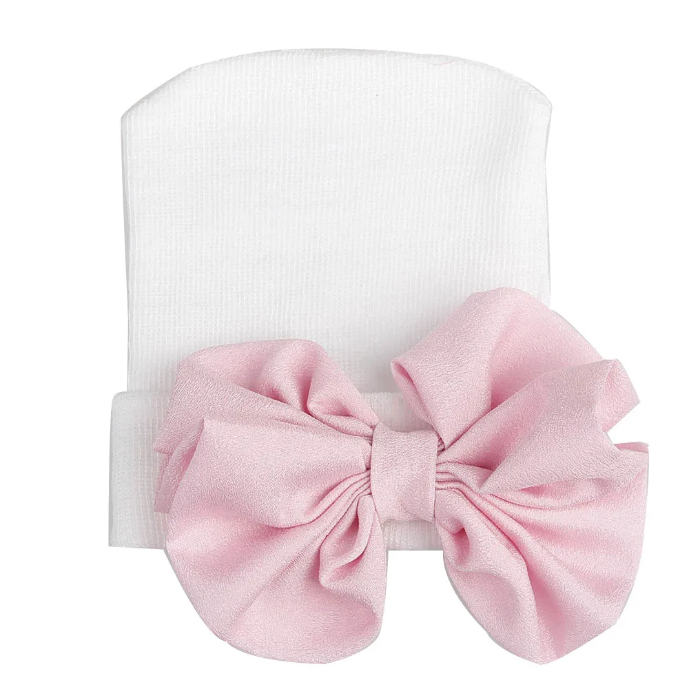 Knitted hat with big bow for infants Newborn Soft Girls Caps newborn photography props baby accessories for 0-3M