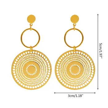 

Vintage Hollow Out Round Dangle Earrings Circle Drop Earring Statement Jewelry 40JF
