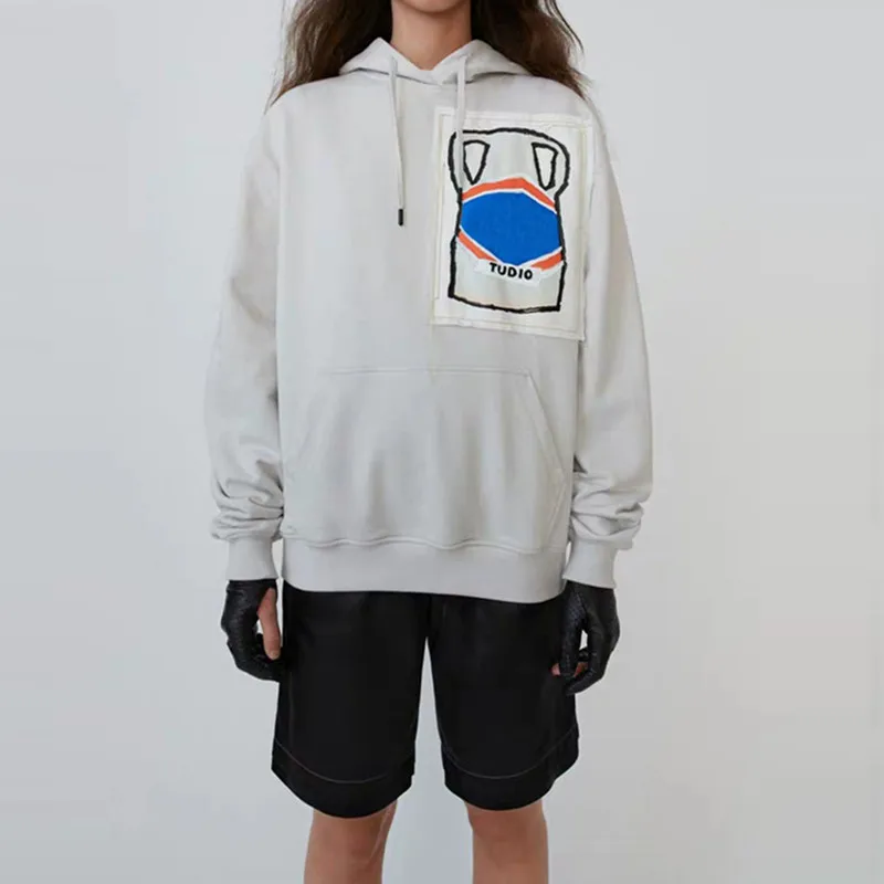 

2019 Autumn Winter hooded for Women Cartoon pattern patch loose drawstring pullover sweatshirt top casual