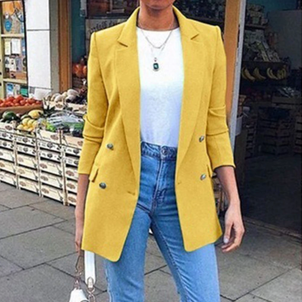 Женские осенние блейзеры 2020 новые модные двубортные облегающие Женский