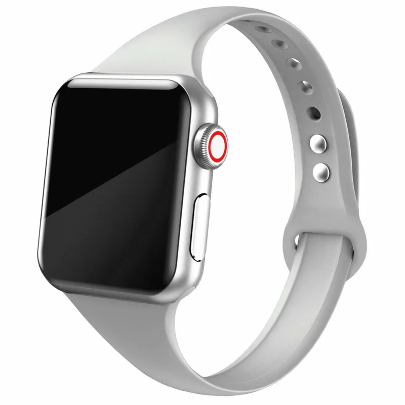 stone 16 Silm strap for Apple watch 5 band 44mm 40mm iWatch band 38mm 42mm Sport silicone bracelet Watchband for Apple watch 5/4/3/2/1 - Цвет ремешка: stone 16