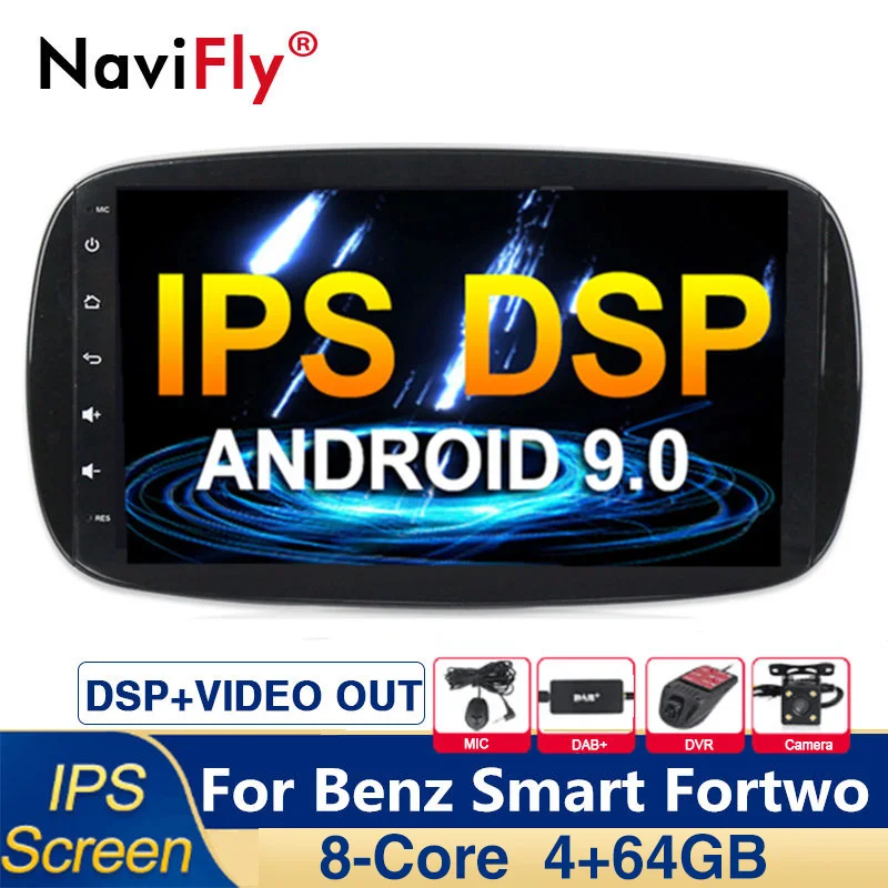 

8Core IPS DSP Android 9.0 Car Multimedia player GPS Navigation for Mercedes Benz Smart Fortwo 2016 2017 2018 JBL radio FM AM RDS