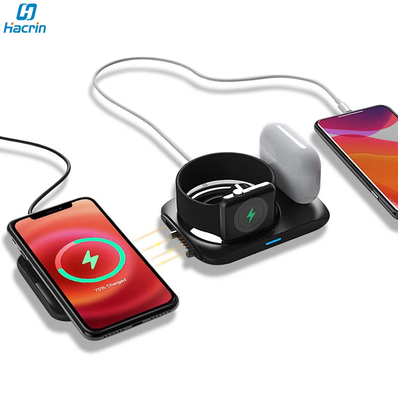4 in 1 Qi Fast Wireless Charging Station Magnetic Wireless Charger Multiple Charging Dock for iphone 12 Apple Watch Airpods Pro
