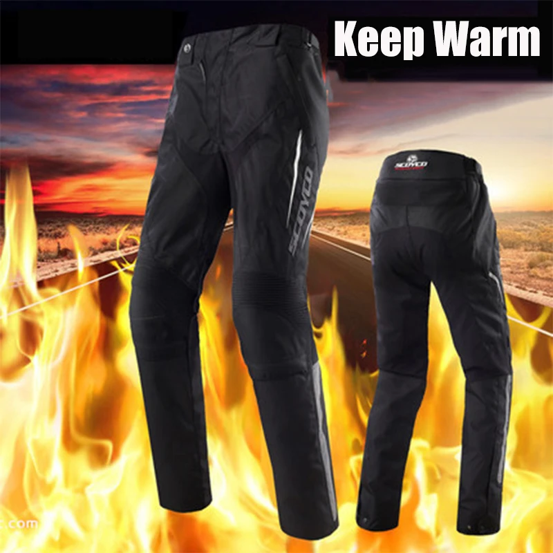 SCOYCO мотоциклетные водонепроницаемые брюки мужские ветрозащитные мотоциклетные штаны для езды по бездорожью Гонки Спортивная защита для коленей брюки