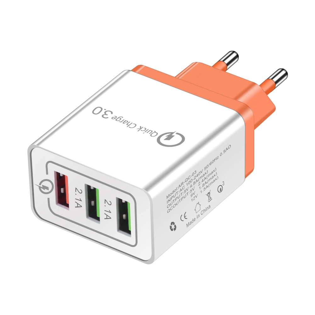 Orange Зарядное устройство USB quick charge 3,0 для iPhone X 8 7 iPad 3 порта быстрое настенное зарядное устройство для samsung S9 Xiaomi huawei зарядное устройство для мобильного телефона - Тип штекера: Orange